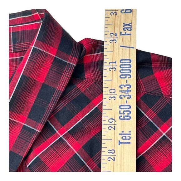 Gibson Men's Plaid Long Sleeve Western Button-Down Shirt Red Black Size 2XL - Picture 5 of 10